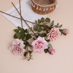 Luce stile europeo di lusso 2 grandi rose di ibisco squisita decorazione floreale per la casa tavolo da pranzo fiori artificiali di seta - Product Image 5