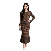 Ensemble jupe sirène et haut peplum taille unique pour femme, élégant pour le bureau, collection automne, ensemble plissé deux pièces pour femme, fabriqué en usine depuis 20 ans