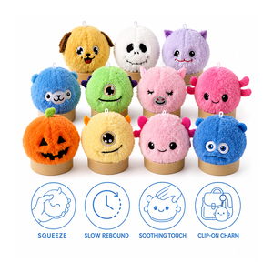 Porte-clés interactif en peluche rebondissante, écologique, doux, avec douze personnages mignons, jouet de décompression à ressort, cadeau d'anniversaire - Product Image 4