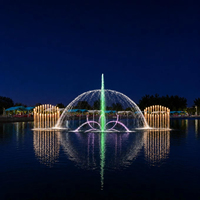 Fontaine à jets d'eau professionnelle pour piscine RGB/Laser, étanche IP68, en acier inoxydable, solution complète, conception et construction sur site