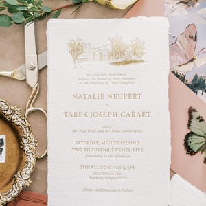 Invitaciones de Boda de Lujo Hechas a Mano con Borde Irregular, Personalizadas con Lámina Dorada, Impresión Digital, Grabado en Relieve - Product Image 4