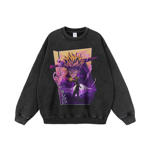 Camiseta de Manga Larga Personalizada para Hombre, Negra, Pesada, 300 Gramos, 100% Algodón, Lavado Ácido, con Estampado Gráfico de Dragon Ball Goku <span class=keywords><strong>Vegeta</strong></span> Pokemoned Anime - Product Image 2