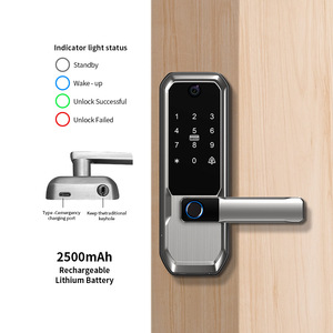 Serrure intelligente sans perçage pour porte en bois, avec reconnaissance d'empreintes digitales, Wi-Fi, multi-déverrouillage, fonction œil de chat et design graffiti, pour le commerce transfrontalier - Product Image 3