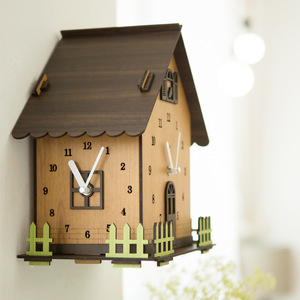 Modern Wooden <b>Wall</b> <b>Clock</b> House Shape <b>Silent</b> Quartz Battery Powered Decorative Home Office Kitchen Bedroom Living Room - Product Image 2
