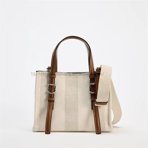 Woven Fabric Large Capacity Casual Office Pu Leather Soft Handheld Women's <b>Tote</b> Bag Custom Wholesale Designer Tanjing - Product Image 3