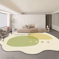 Tapis moderne abstrait 3D haut de gamme en fausse fourrure de cachemire, écologique, antidérapant, doux et rembourré en polyester pour salon