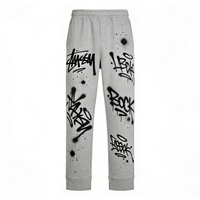 Pantalons de jogging urbains hip-hop - Pantalons de rue avec motif graffiti noir pour la mode masculine, pantalon droit pour hommes