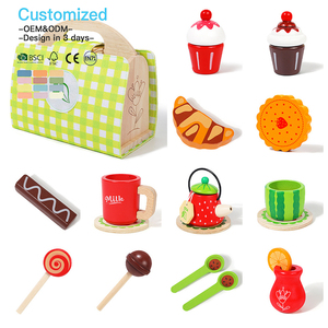 ชุดของเล่นบทบาทสมมติสำหรับเด็ก EDULAND OEM ODM ชุดน้ำชายามบ่ายทำจาก<span class=keywords><strong>ไม้</strong></span> ของเล่นจำลองขนมหวาน ของเล่นครัวไม้เสริมพัฒนาการเด็กเล็ก - Product Image 4