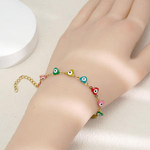 Accessoire de mode unisexe en acier inoxydable Bracelet à breloques porte-bonheur bleu huile yeux diables colorés - Product Image 4