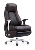 Fauteuil de direction en cuir de vachette bicolore, élégante chaise de bureau pivotante de style racing avec appui-tête intégré