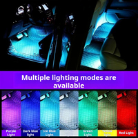 Nouvelle bande lumineuse LED RGB sans fil 12V pour intérieur de voiture, éclairage décoratif d'ambiance au sol