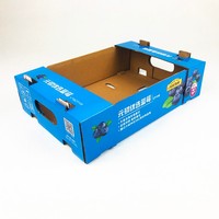 Ecologische, recyclebare, stapelbare golfkartonnen blauwe bessen doos met ventilatiegaten en matte laminatie