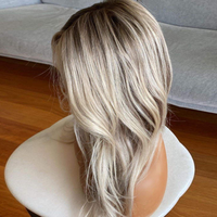 Perruques ondulées blond cendré foncé avec mèches, perruques brésiliennes en cheveux humains vierges avec fermeture frontale en dentelle 13x4, pré-épilées, sans colle