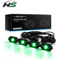 Kit d'éclairage LED RGB HSSH 2 pouces 9W avec contrôle par application Bluetooth, éclairage sous châssis tout-terrain pour camion, jeep, ATV, UTV