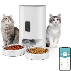 Distributore di mangime per animali 4L finestra per due pasti automatizzata per gatti domestici Anti-anticipazione anti-vomito ciotole elevate per gatti alimentatore automatico