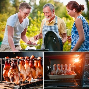 Foldable Stainless Steel Chicken Leg <b>Rack</b> 14 Compartments Grill Tray For <b>BBQ</b> Outdoor Roasting - Product Image 3