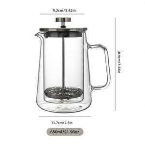 Wholesale 350ml 650ml 1000ml Double Wall Borosilicate Glass French Press Coffee Maker Cold Brew Coffee Pot Travel Coffee Presses - Product Image 6