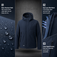 Veste Softshell Imperméable Respirante Réfléchissante à Capuche Longue Col Montant Zippée en Coton Style Urbain Streetwear Vente en Gros Usine
