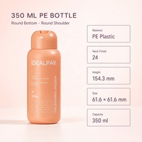 Bouteille de shampooing en plastique personnalisée de 350 ml avec bouchon à clapet pour l'emballage des soins capillaires et des produits de lavage corporel