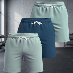Shorts de bain et de sport décontractés pour hommes, séchage rapide, 100 % polyester, noir, avec cordon élastique, respirants, taille mi-haute, longueur genou - Product Image 3