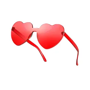 2817 Thick piece candy color love sunglasses Europe and the United States trend heart frameless PC one-piece ocean 008