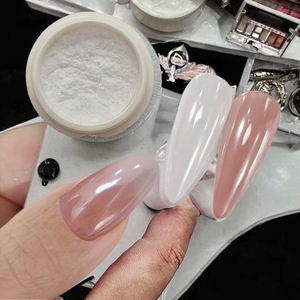 SH Donut Métallique <span class=keywords><strong>Blanc</strong></span> Clair De Lune Perle Glacé <span class=keywords><strong>Effet</strong></span> Clair Poudre Brillant Miroir Nail Pigment dans Chrome Verre Glacé Donut Style - Product Image 2