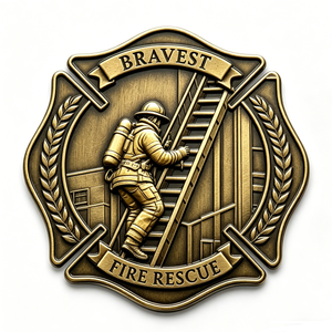 <b>Fire</b> Rescue Love Honor Duty Challenge Coin Zinc Alloy 3D Relief Commemorative Bravest Fireman Souvenir Gift - Product Image 2