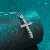 Collier en argent sterling 925 pour femmes en gros collier croix Moissanite plaqué avec chaîne de clavicule en or
