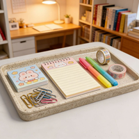 Plateau de rangement rectangulaire en résine à texture grès pour cosmétiques, bijoux, parfums et clés d'entrée