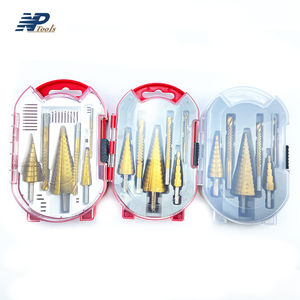 Naipu 6Pcs <span class=keywords><strong>4</strong></span>-12mm <span class=keywords><strong>4</strong></span>-20mm <span class=keywords><strong>4</strong></span>-32mm HSS Titânio Revestido Passo Brocas Set Pagoda Broca Com Caixa De Plástico - Product Image 3