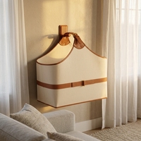 Panier de rangement élégant en tissu et cuir pour magazines, foulards, cadeaux, panier multifonctionnel avec poignée
