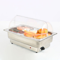 Chauffe-Plat Électrique T2g en Acier Inoxydable Argenté pour Buffet, Service de Traiteur, Maintien au Chaud des Aliments, AC 110-240V