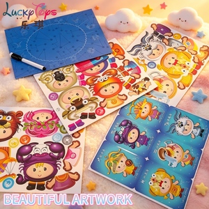 Jeu de <span class=keywords><strong>puzzle</strong></span> magnétique 12 constellations, jouet éducatif pour enfants avec 66 aimants, stylo effaçable et cartes - Product Image 2