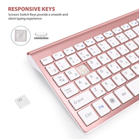 Penjualan Terbaik onAmazon komputer ergonomis merah muda nirkabel keyboard dan mouse