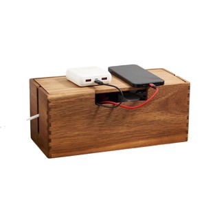 Caja de gestión de cables de madera, organizador de escritorio rectangular, almacenamiento para regleta de enchufes, con cubierta - Product Image 5