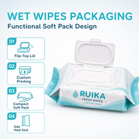 Offre Spéciale – Sachets d'emballage personnalisés populaires pour lingettes humides, vides, pour 120 lingettes démaquillantes avec couvercle refermable
