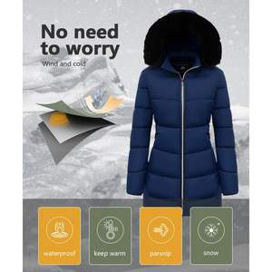 Moerdeng Abrigo de invierno para mujer con capucha, acolchado, resistente al viento, impermeable, de manga larga, cálido, tipo puffer - Product Image 6