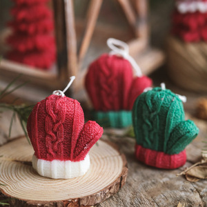 Christmas Plush Wool Gloves Soy Wax Handmade Aromatherapy <b>Candle</b> Home Ornaments Stall Activities Gifts - Product Image 2