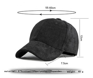 Casquette de baseball brodée ajustée en velours côtelé présentoir de chapeau de couleur unie - Product Image 2