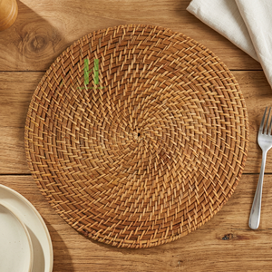 MÁS VENDIDO: Plato Decorativo de Bambú Estilo Bohemio Ecológico, Decoración de Pared, Salvamantel Redondo con Diseño Floral, Mantel para Mesa de Comedor, Hecho en Vietnam - Product Image 1