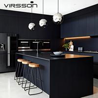 Meubles de cuisine de luxe en bois MDF et contreplaqué avec îlot central pour appartement