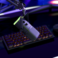 Microphone USB YU8 RGB Type-C XLR avec bras articulé réglable, condensateur, réduction de bruit ENC pour PC Gaming
