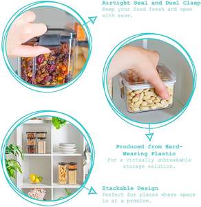 Clear Rectangle Large Capacity Airtight Sustainable Modern Kitchen Canisters Plastic Cereal <b>Storage</b> <b>Containers</b> Lids Dry <b>Food</b> - Product Image 2