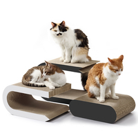 Ensemble durable de 3 pièces de papier ondulé en forme de U et de planche à gratter pour chat en bois résistant aux rayures