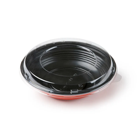 Bol rouge et noir en PP de 1400 ml personnalisé bol d'emballage jetable bol japonais Sushi Ramen