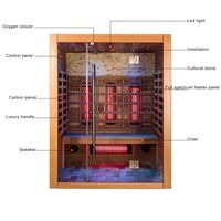 Sauna de infrarrojos de espectro completo de madera de hemlock canadiense para interiores y exteriores 2026, con luz roja, toallero y portavasos