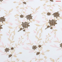 Tissu Textile Ethnique Brodé, Dentelle Florale Marron, Tissu de Bordure Décoratif pour Vêtements