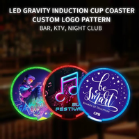 RICHSHINING Support de dessous de verre LED multicolore magique en plastique à détection de pression personnalisé pour cadeaux promotionnels