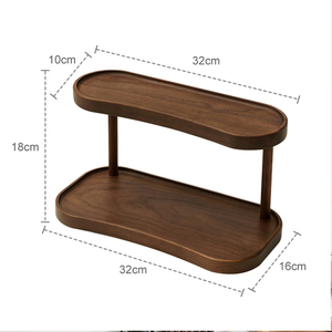 Kệ trưng bày mỹ phẩm bằng gỗ rắn cho bàn trang điểm Thiết kế 2 lớp tổ chức trang điểm Nước hoa trang sức Anh đào hoặc Quả Óc Chó Đen - Product Image 5