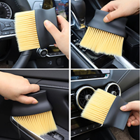 Brosses de nettoyage de voiture à poils souples jaunes Outil de dépoussiérage de détail de tableau de bord intérieur automatique avec lucarne extérieure pour le lavage de voiture